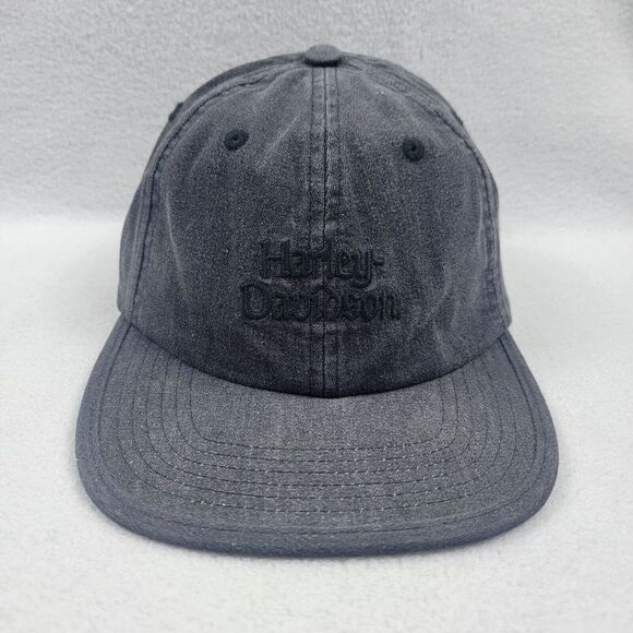 Harley-Davidson Snapback Hat Men's One Size Black Staple Denim Low Profile Biker - Picture 1 of 9